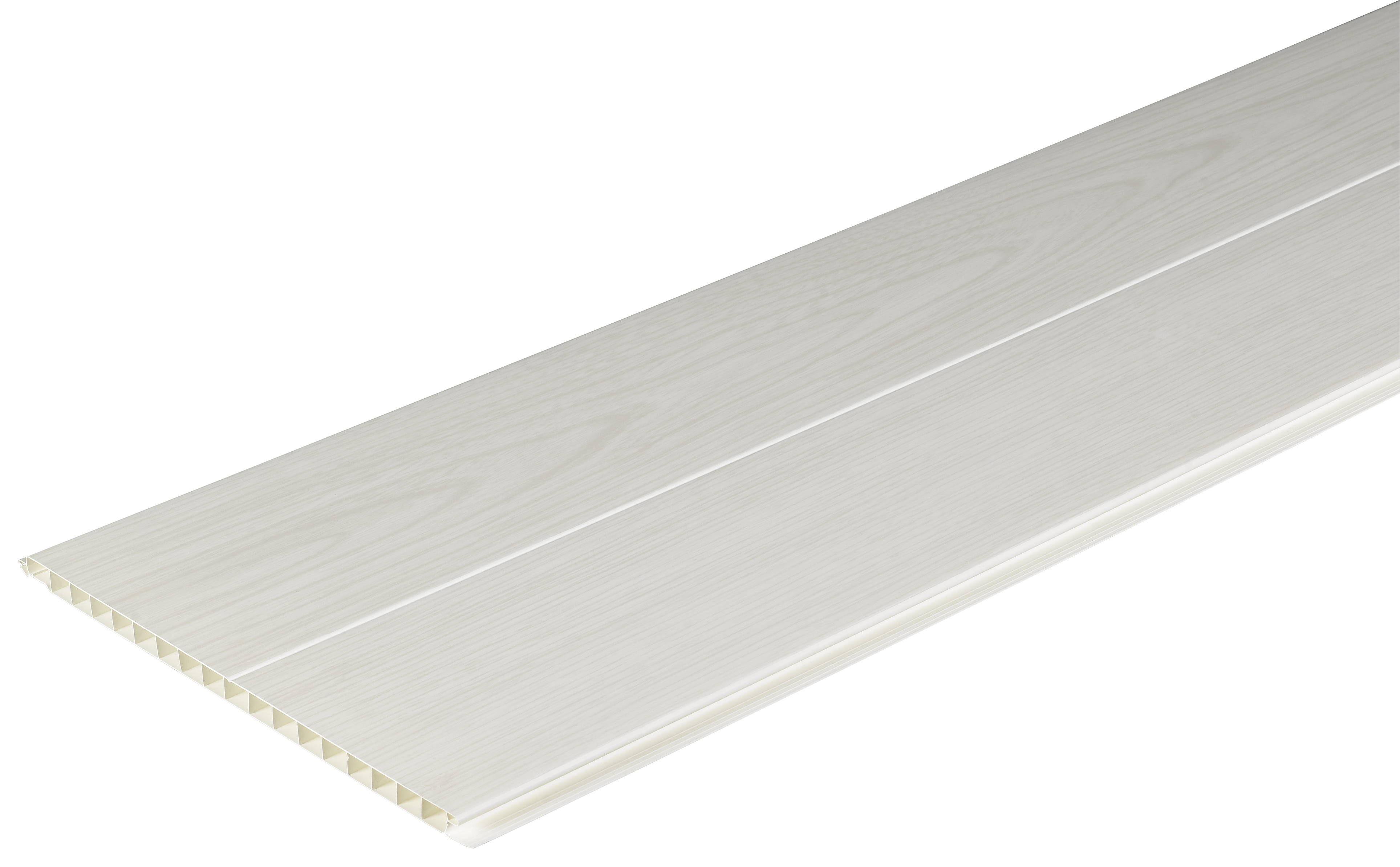 Wickes PVCu White Ash Effect Interior Cladding - 250 x 2500mm - Pack of 4