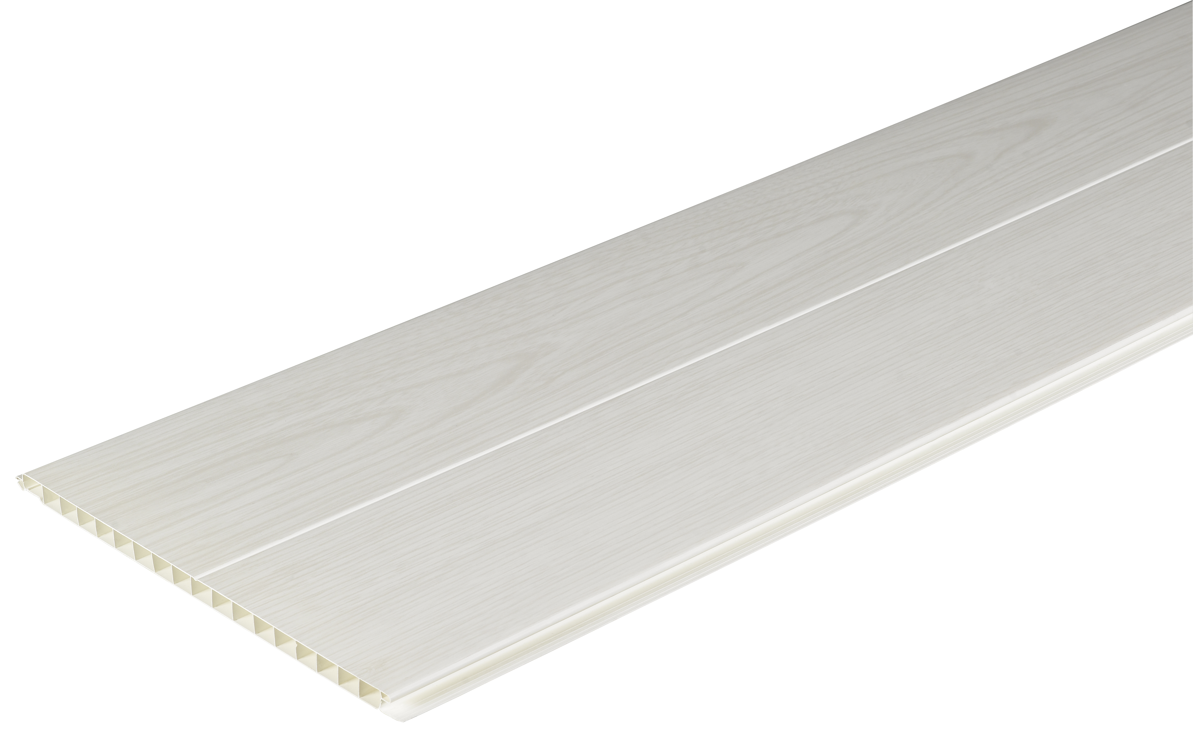 Image of Wickes PVCu White Ash Effect Interior Cladding - 250mm x 2.5m Pack of 4