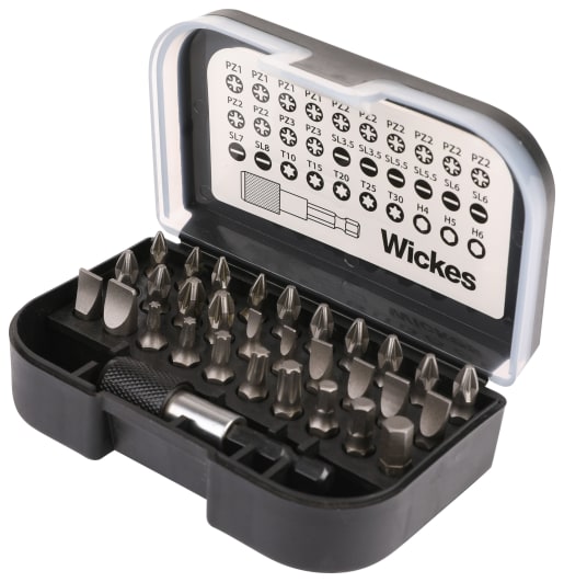 Wickes 31 Piece Screwdriver Bit Set & Case