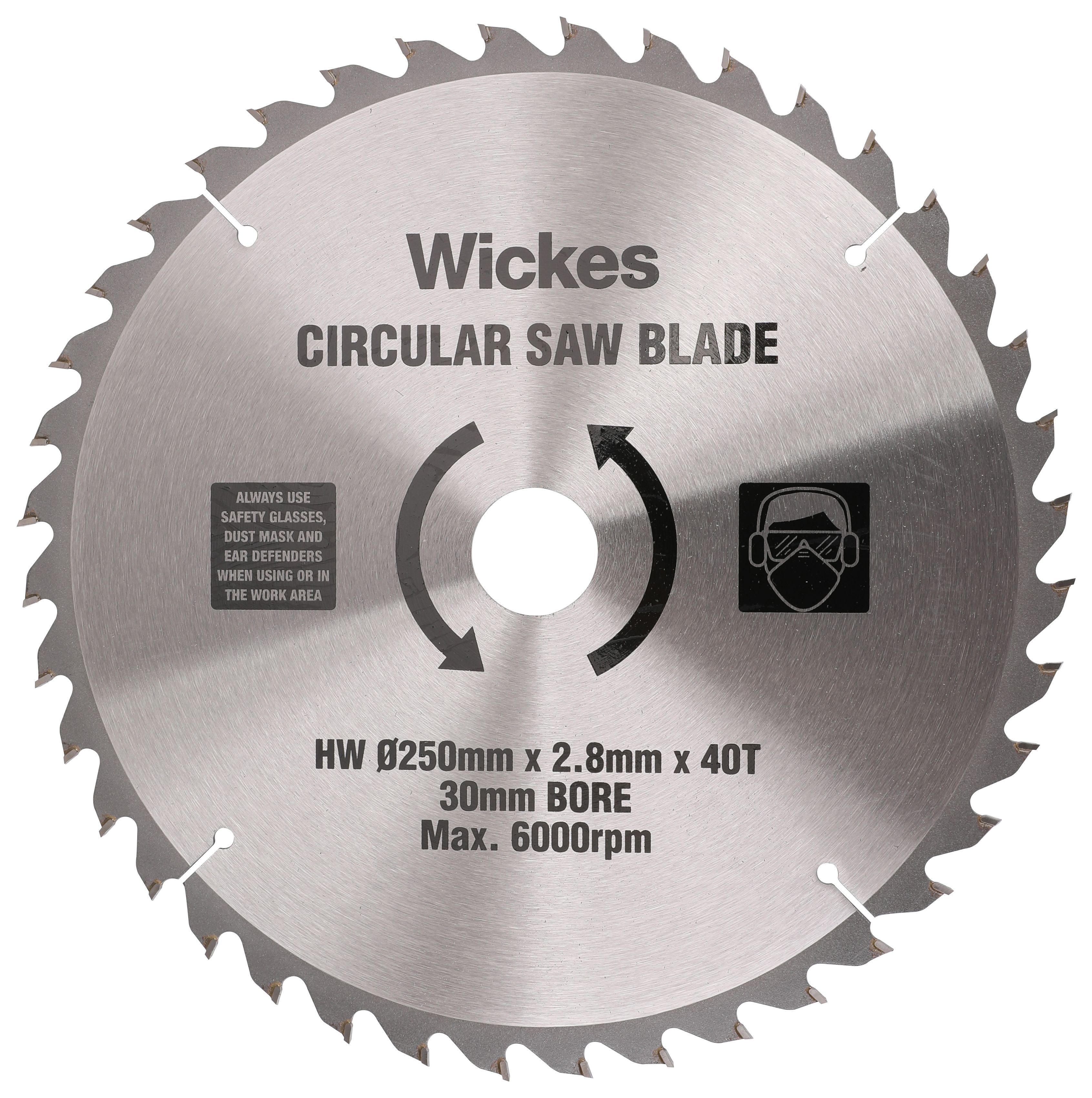 Image of Wickes 40 Teeth Medium Cut Circular Saw Blade - 250 x 30mm