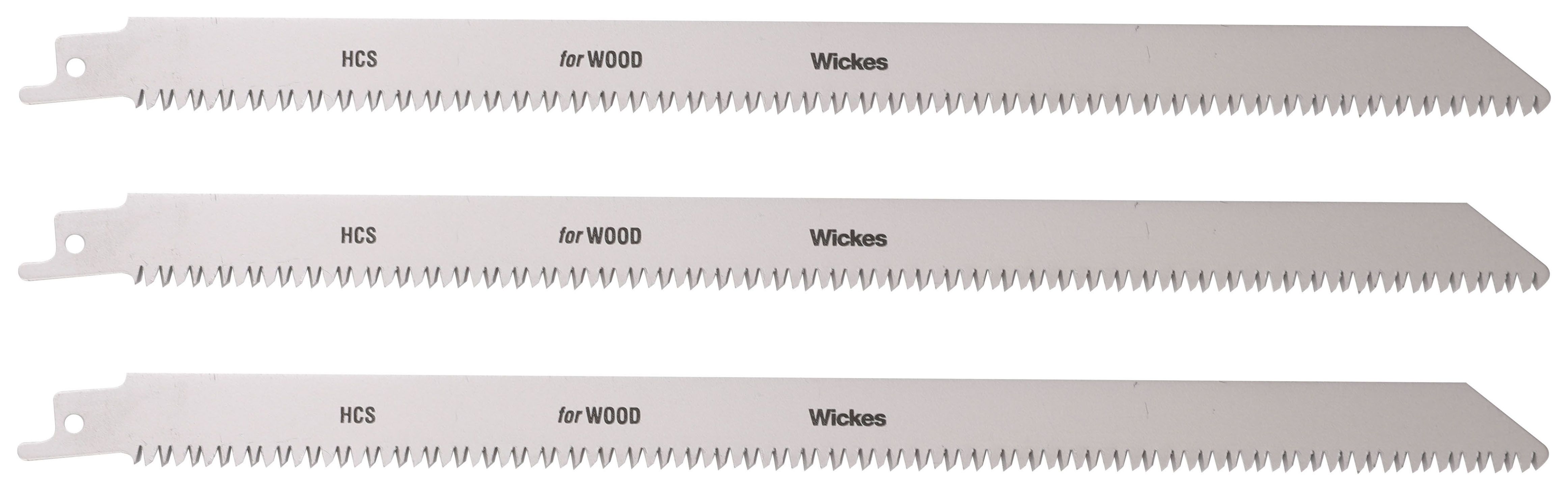 Image of Wickes Reciprocating Saw Blades for Wood 300mm - Pack of 3