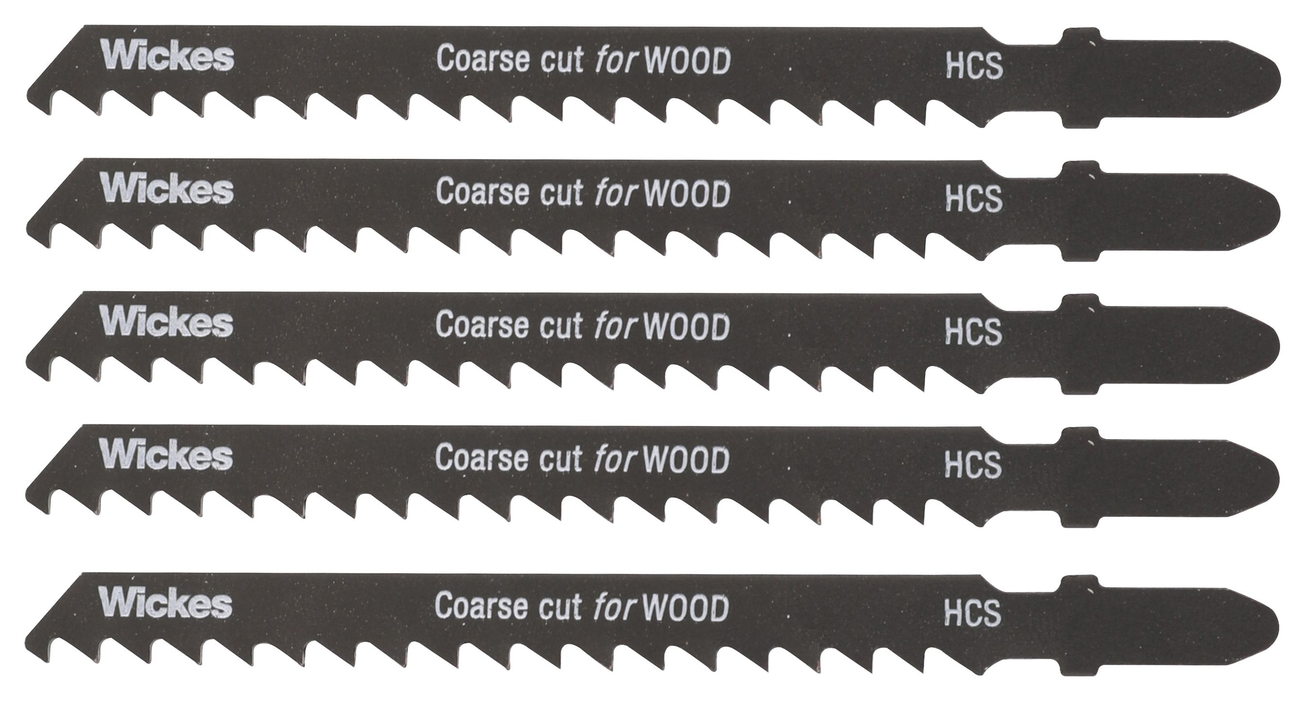 Image of Wickes T Shank Coarse Cut Jigsaw Blade for Wood - Pack of 5