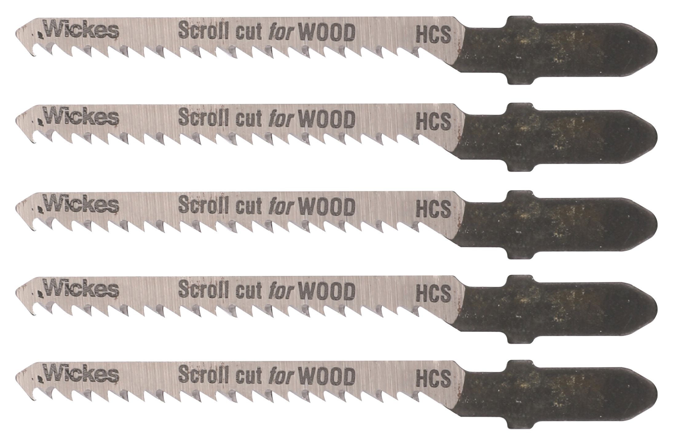 Image of Wickes T Shank Scroll Cut Jigsaw Blade for Wood - Pack of 5