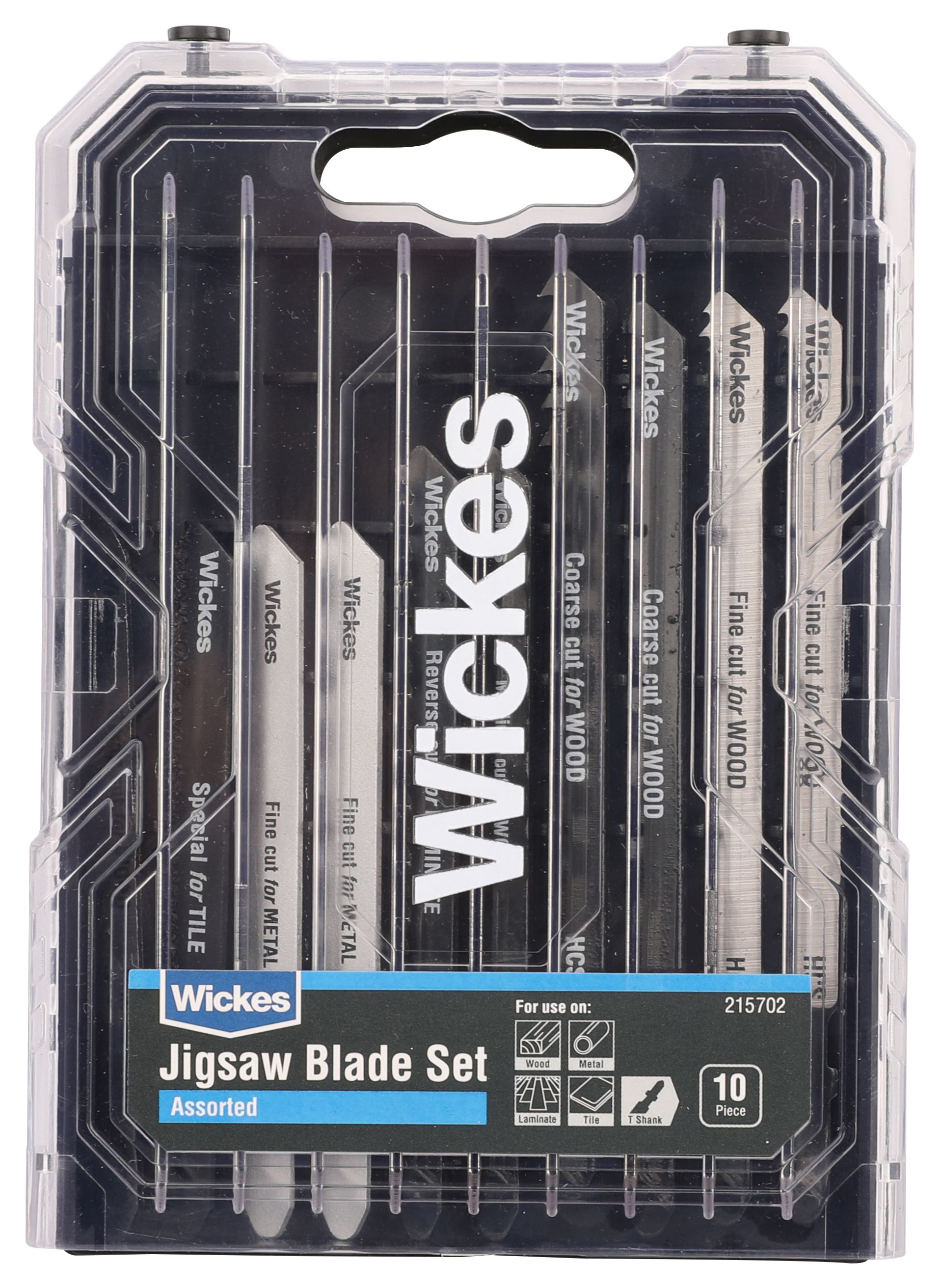 Image of Wickes Assorted Cuts T Shank Jigsaw Blade - Pack of 10