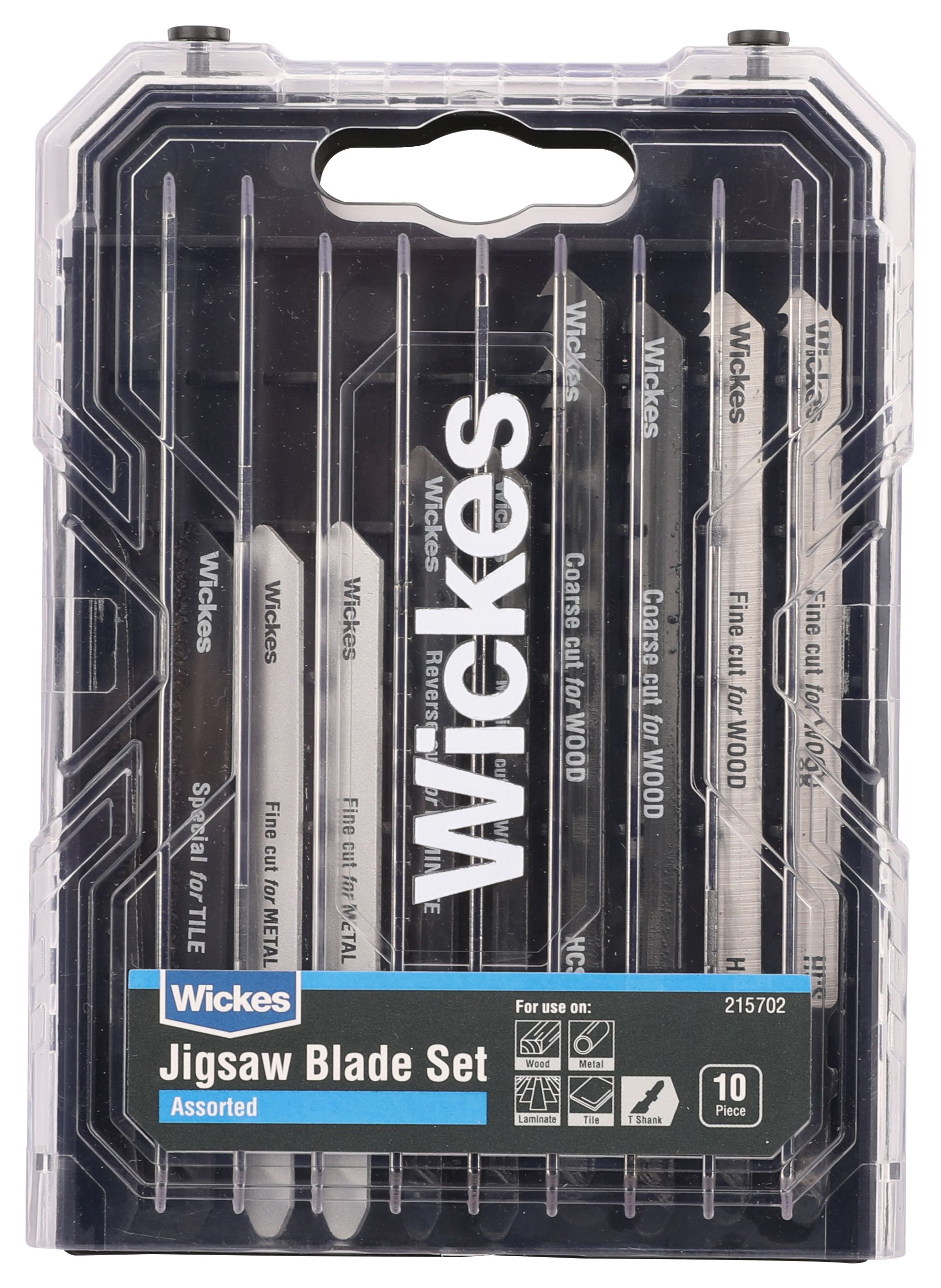 Wickes Assorted Cuts T Shank Jigsaw Blade - Pack of 10