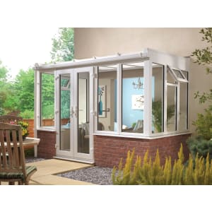 Wickes Lean To Dwarf Wall White Conservatory - 15 x 12ft