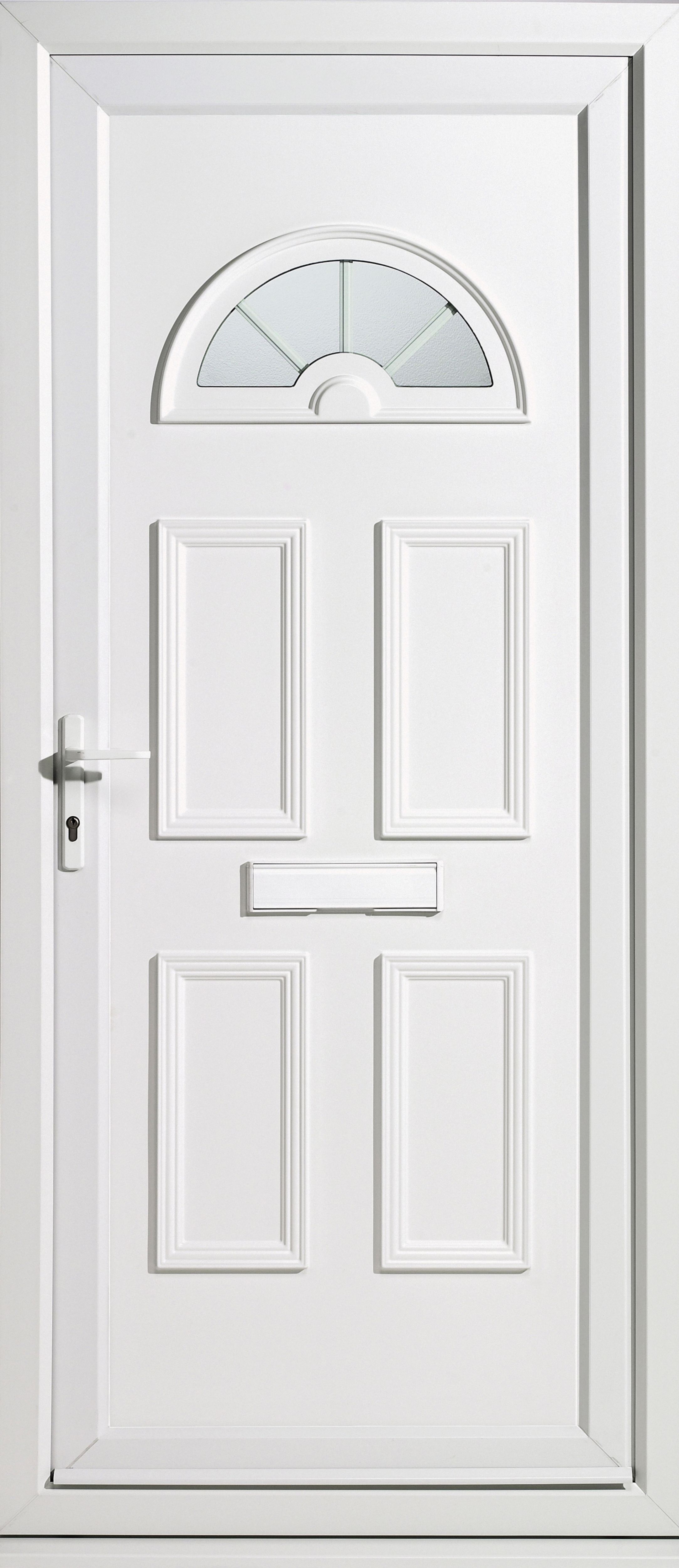 Image of Euramax Carolina Right Hand Hung Pre-hung uPVC White Front Door Set - 2085 x 920mm