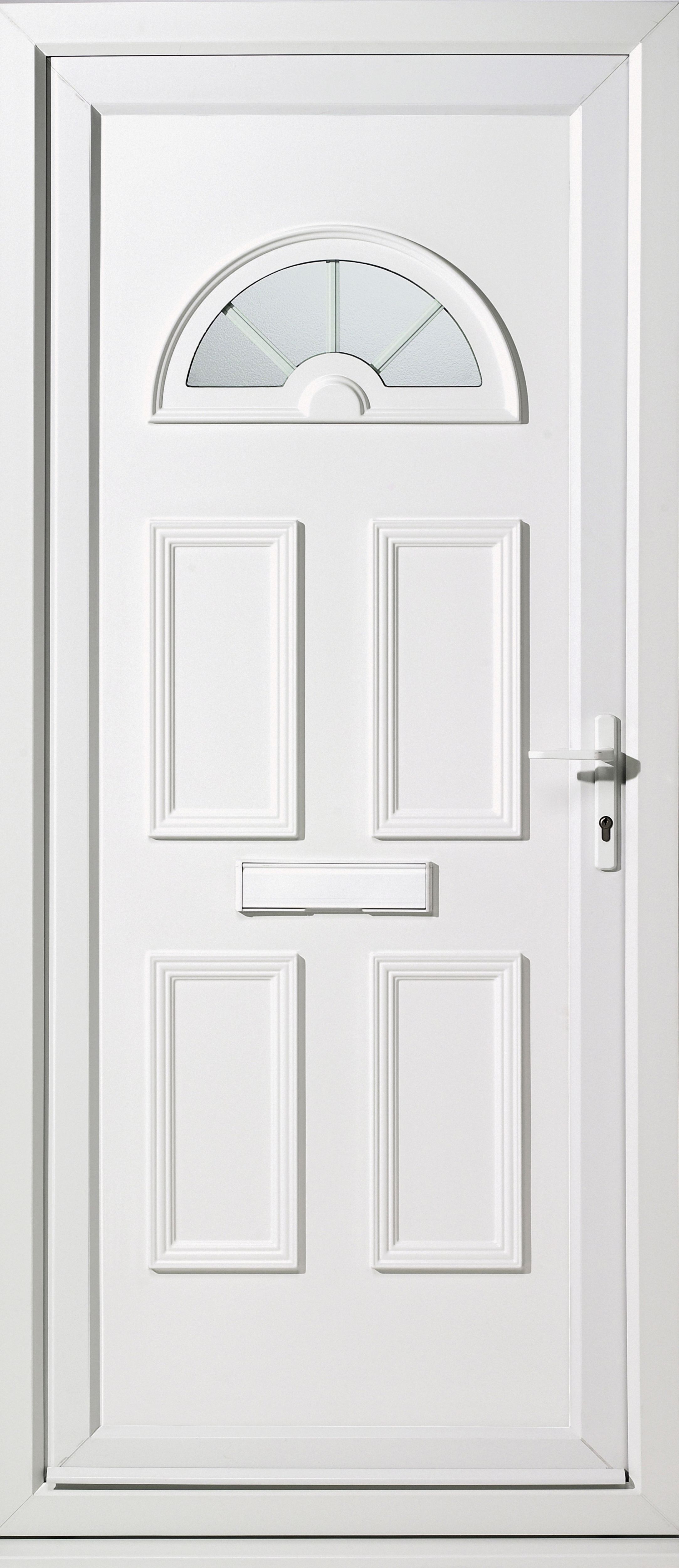 Image of Euramax Carolina Left Hand Hung Pre-hung uPVC White Front Door Set - 2085 x 920mm