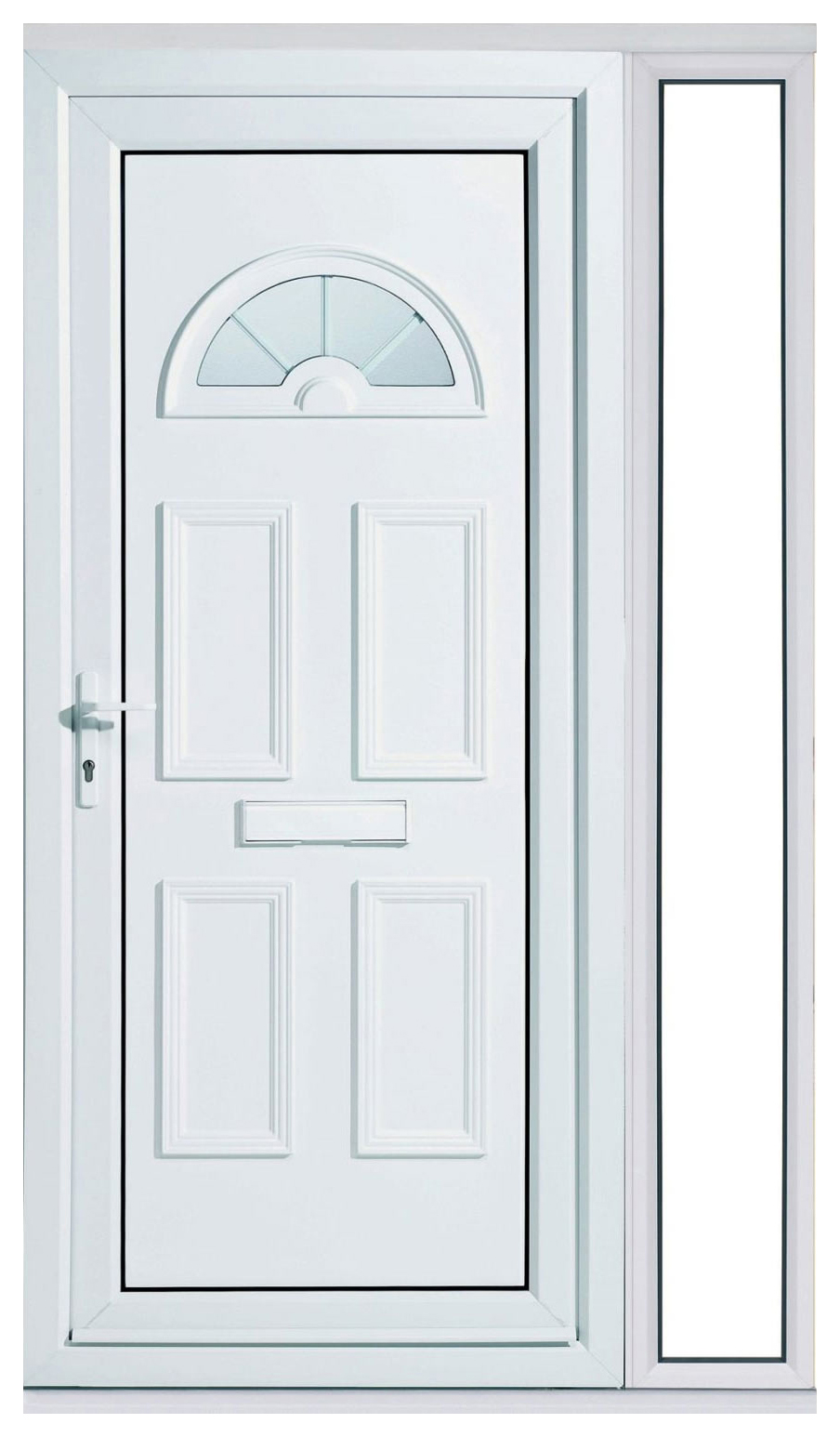 Image of Euramax Carolina 1 Sidelight Right Hand Hung uPVC White Door Set - 2085 x 1220mm