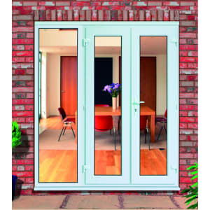 Image of Euramax uPVC White 7ft with 1 Side Panel Double Glazed French Doors - 2090 x 2090mm