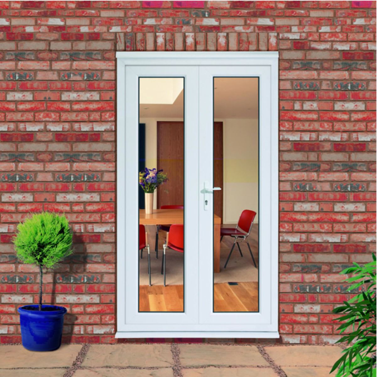Euramax uPVC White 4ft Inward Opening Double Glazed French Doors 1190 x 2090mm Wickes.co.uk