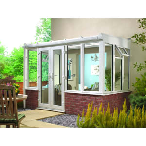 Wickes Lean To Dwarf Wall White Conservatory - 13 x 10ft