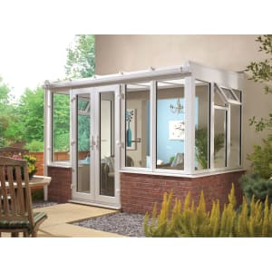 Wickes Lean To Dwarf Wall White Conservatory - 13 x 12ft