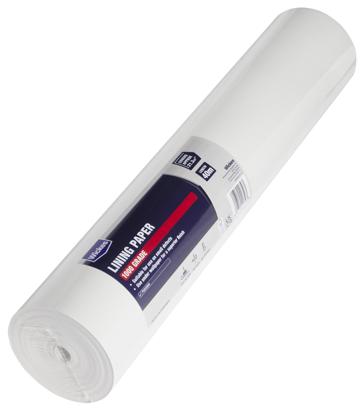 Wickes Lining Wallpaper 1000 Gauge Quad White - 40m