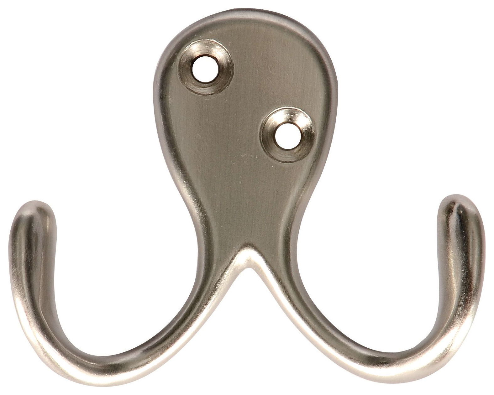 Wickes Two Prong Screwed Hook - Satin Nickel