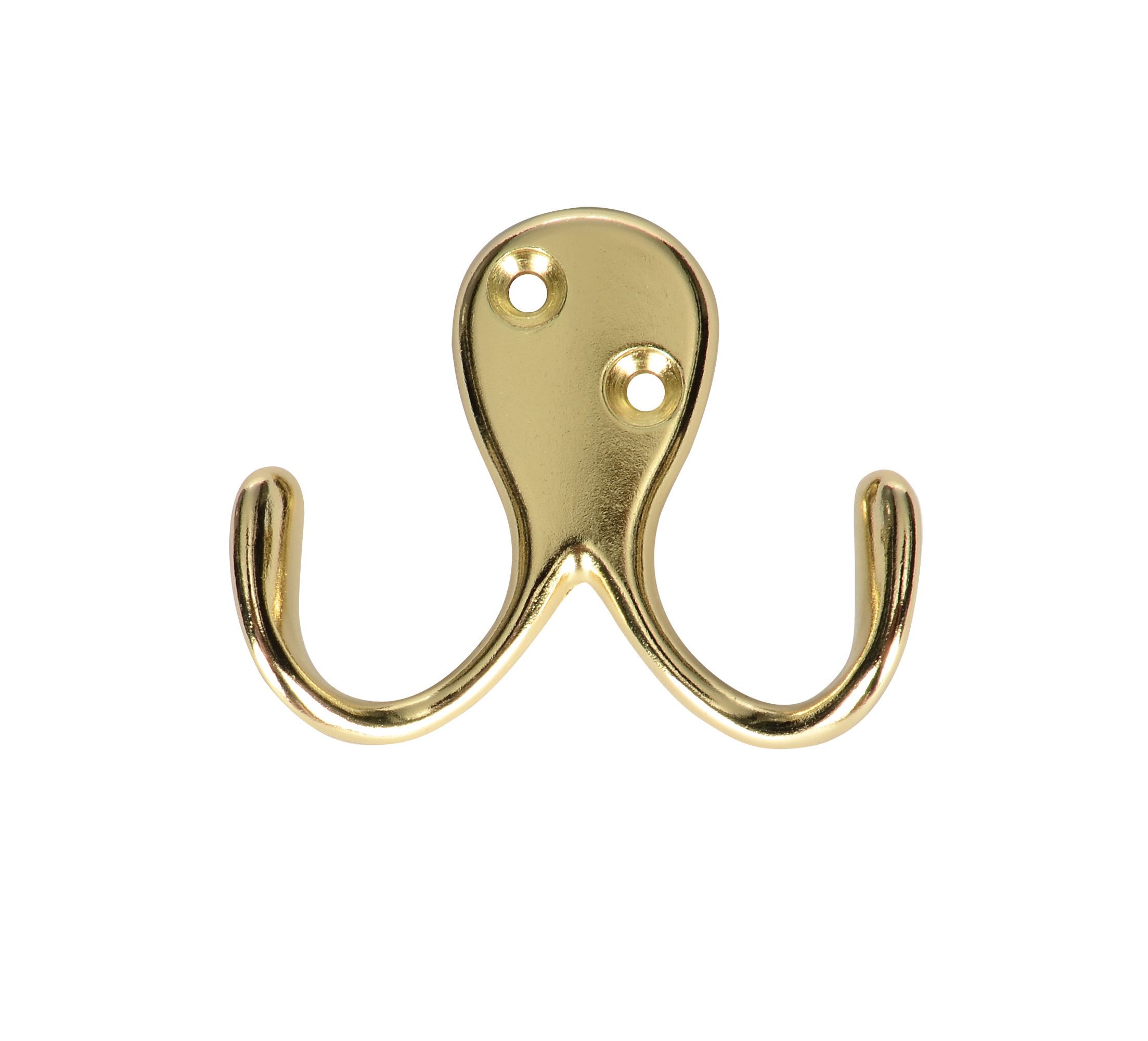 Image of Wickes Two Pronged Screwed Hook - Brass