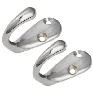 Wickes Chrome One Prong Hook - Pack of 2