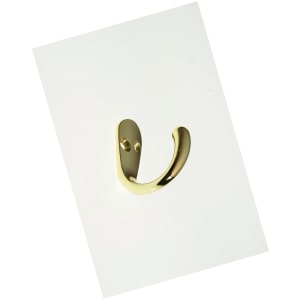 Wickes Brass One Prong Hook - Pack of 2