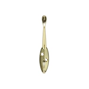 Wickes Polished Brass Hat & Coat Hook - Pack of 2