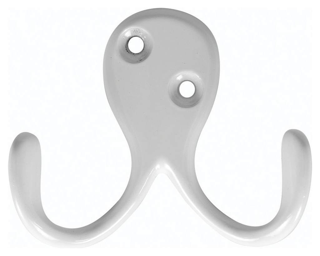 Image of Wickes Two Pronged Screwed Hook - White