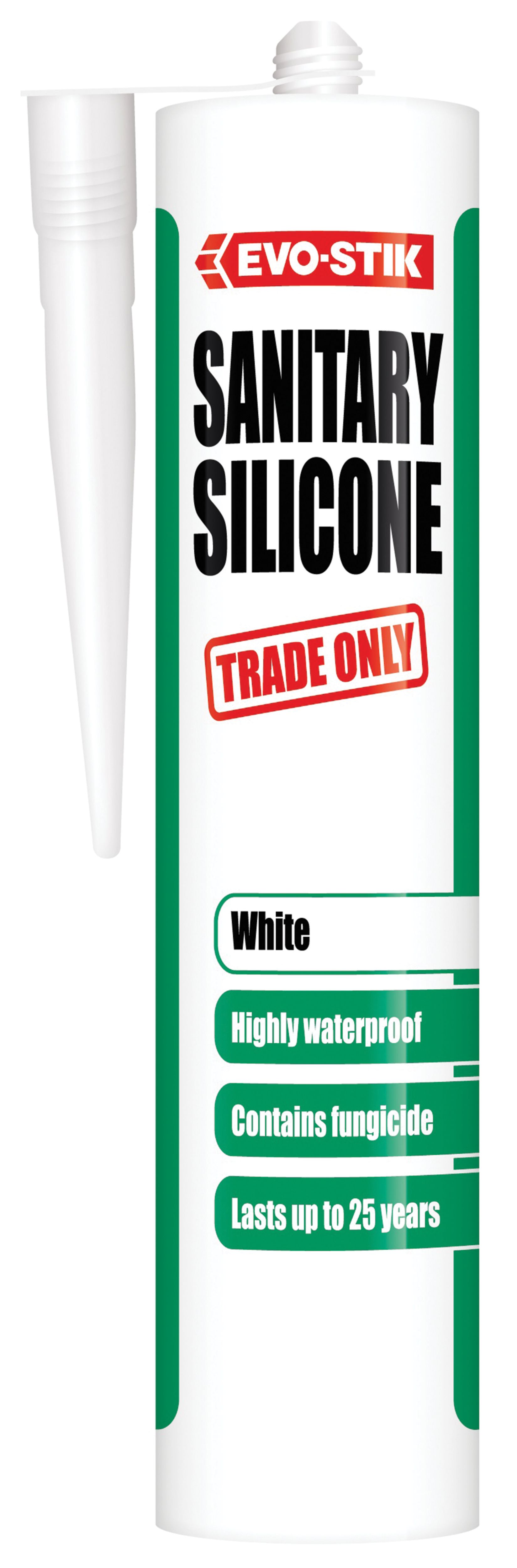 Evo-Stik Trade Only Sanitary Silicone White Sealant - 280ml