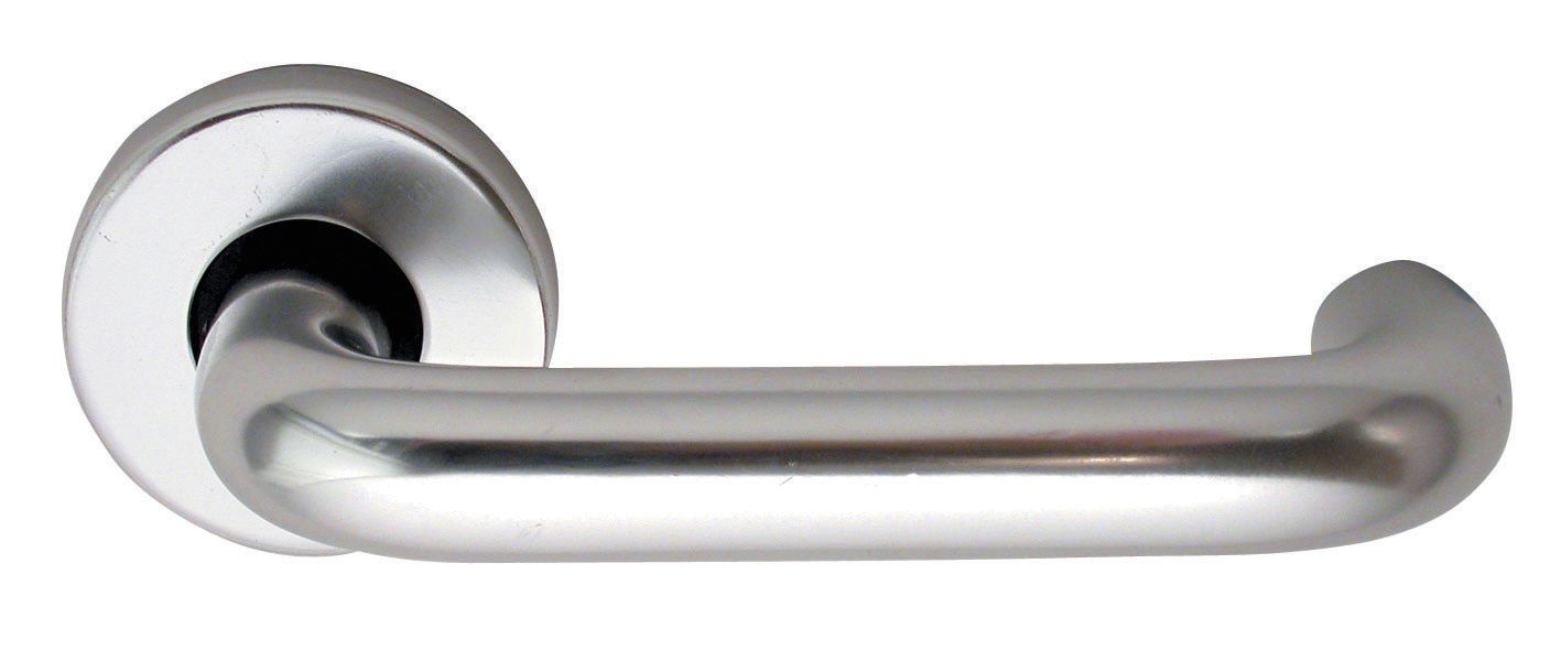 Image of 4FireDoors Roundbar Round Rose Lever Door Handle - Satin Stainless Steel 19mm