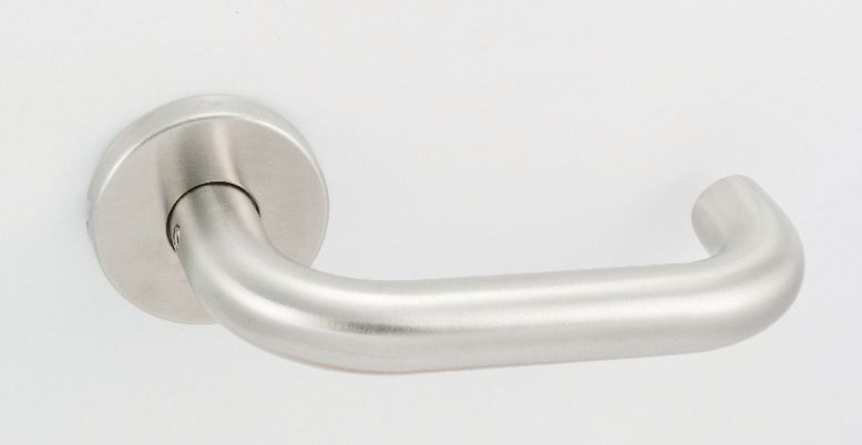 Image of 4FireDoors Roundbar Round Rose Lever Door Handle - Satin Aluminium 19mm