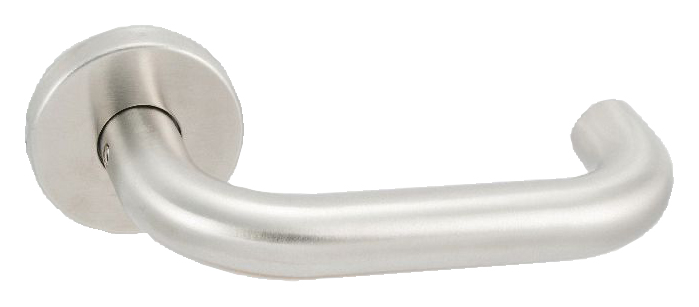 Image of 4FireDoors Roundbar Round Rose Lever Door Handle - Satin Aluminium 19mm