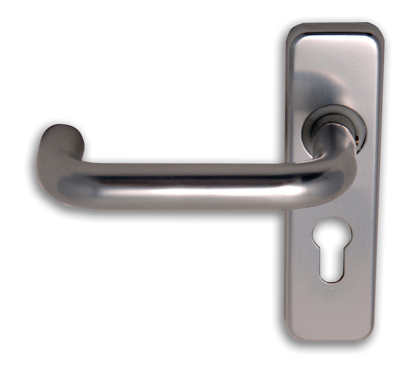 Image of 4FireDoors Roundbar Euro Profile Lock Lever Door Handle - Satin Aluminium 19mm