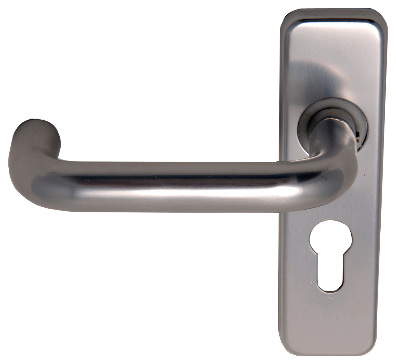 Image of 4FireDoors Roundbar Euro Profile Lock Lever Door Handle - Satin Aluminium 19mm