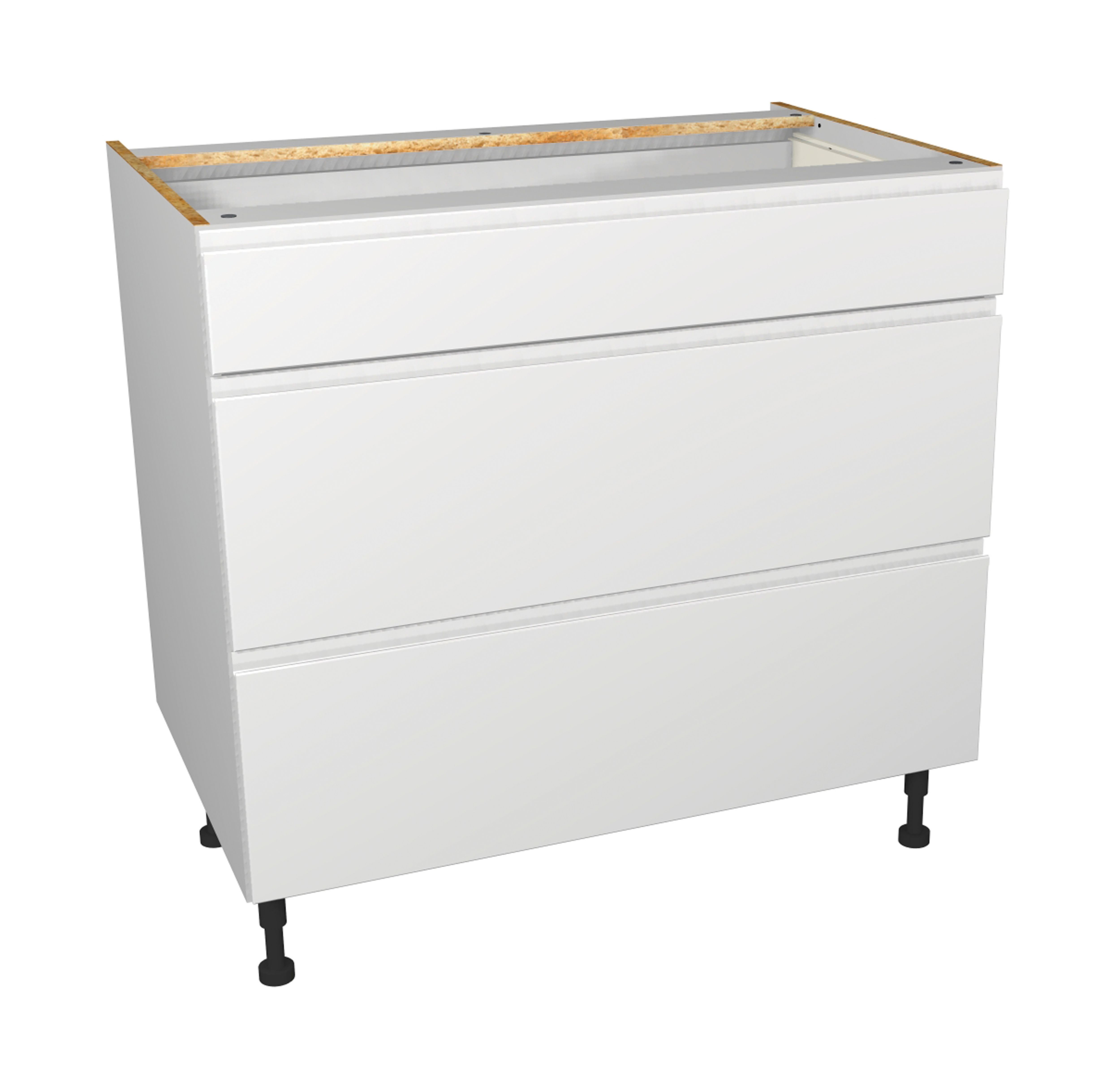 Image of Wickes Madison White Gloss Handleless Drawer Unit - 900mm Part 1 of 2