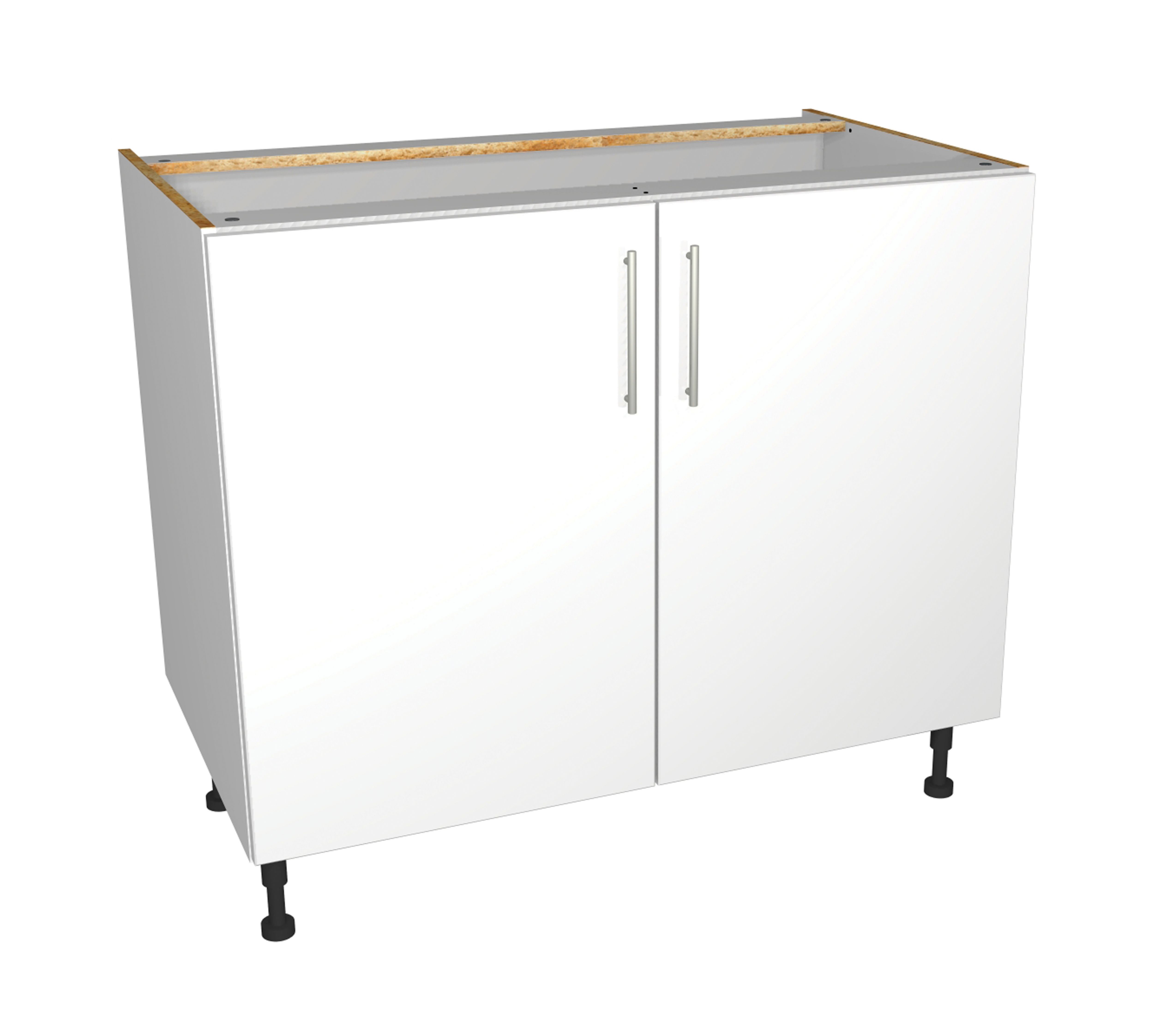 Wickes Orlando White Gloss Slab Base Unit - 1000mm