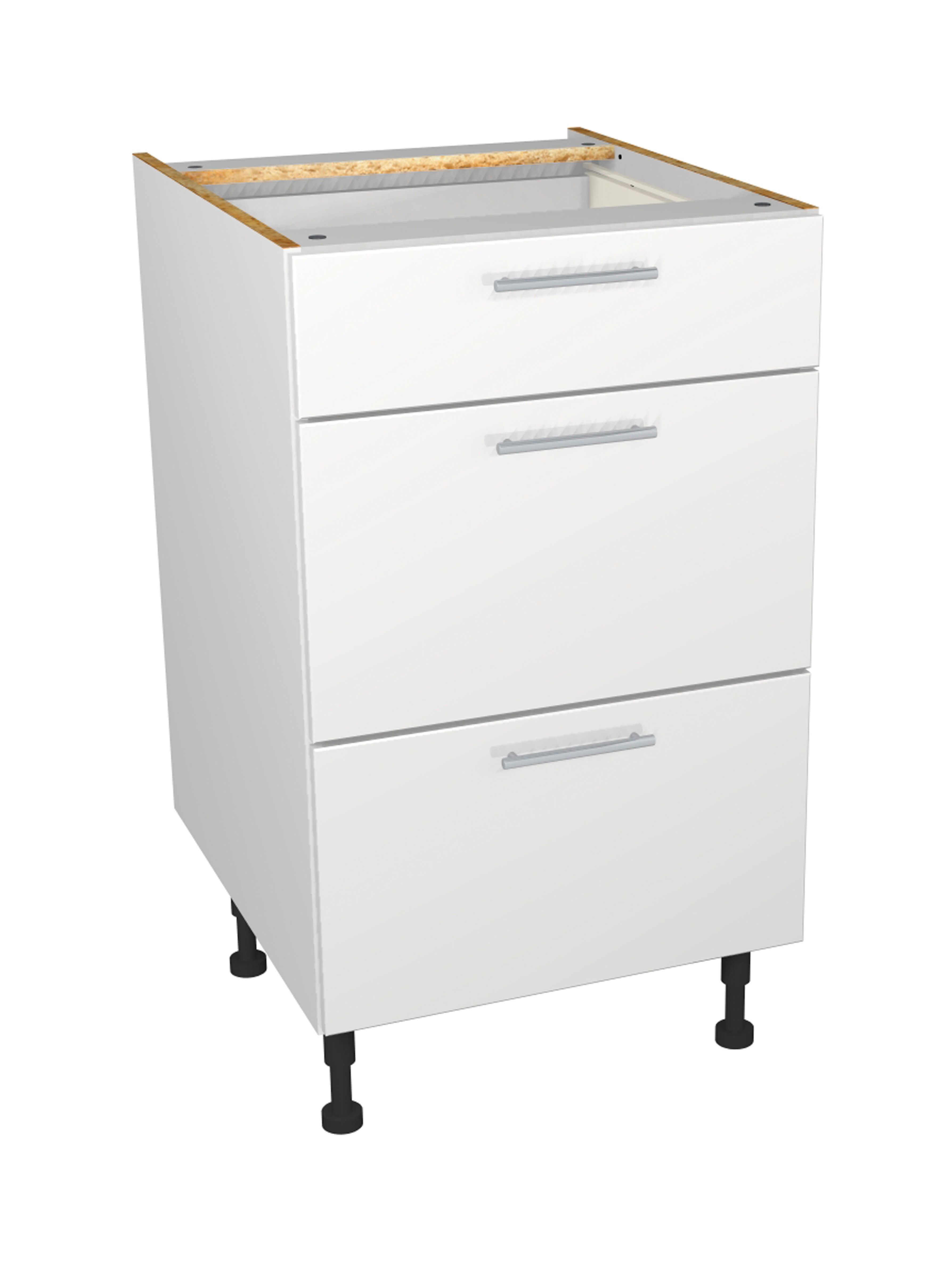 Wickes Orlando White Gloss Slab Drawer Unit - 500mm