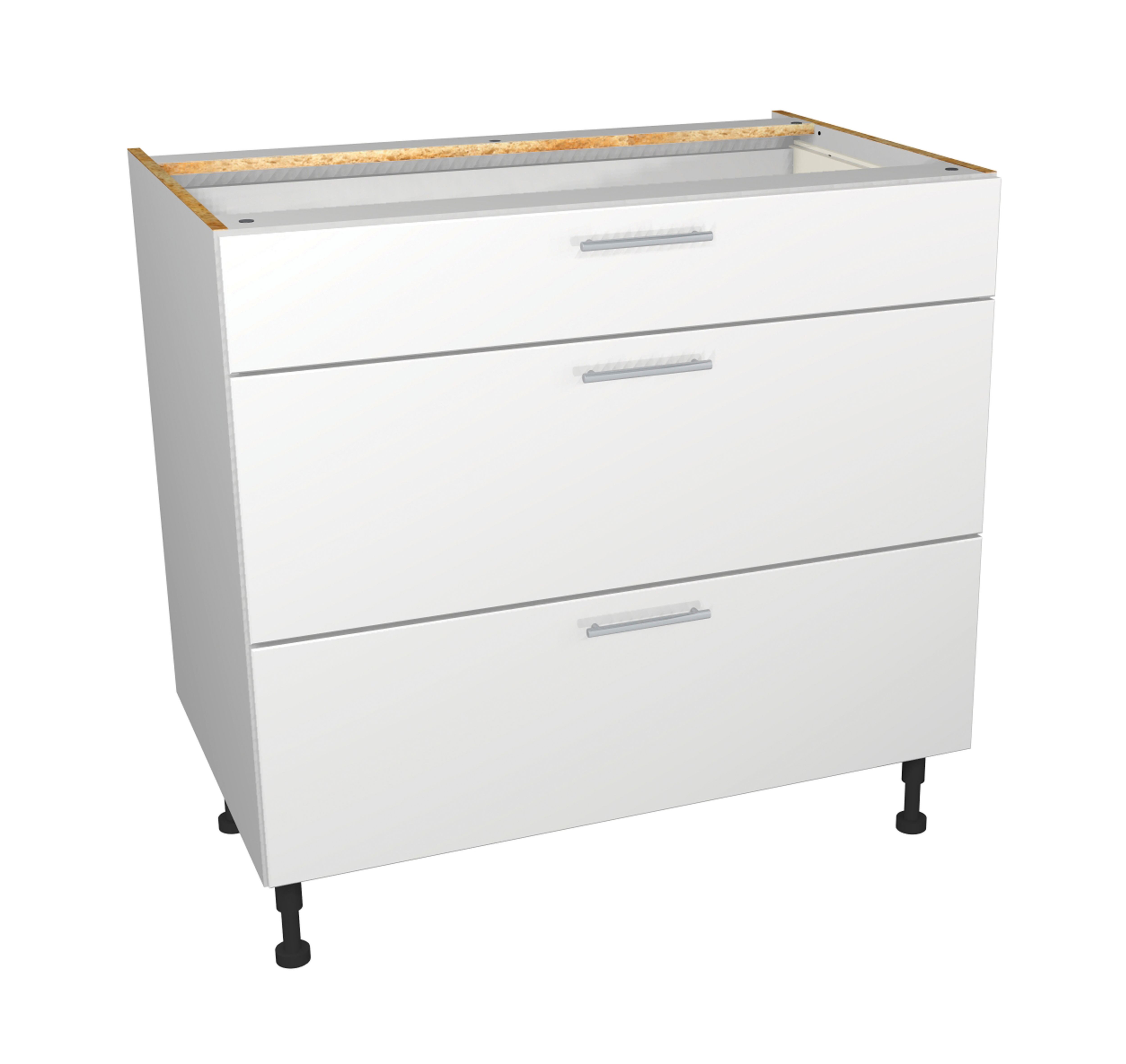 Image of Wickes Orlando White Gloss Slab Drawer Unit - 900mm Part 1 of 2