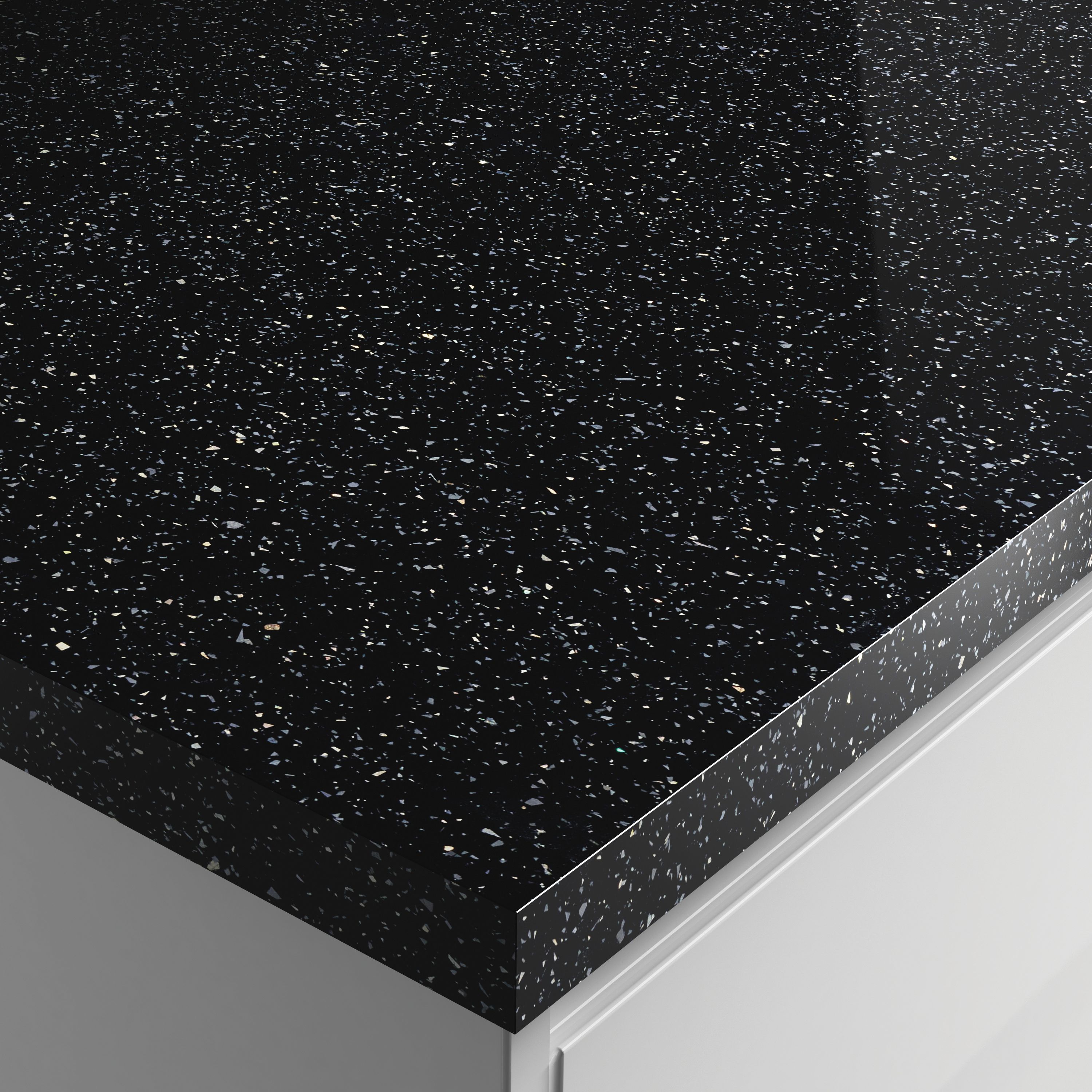 Wickes Strasse Noir Gloss Laminate Worktop - 600 x 38 x 3000mm