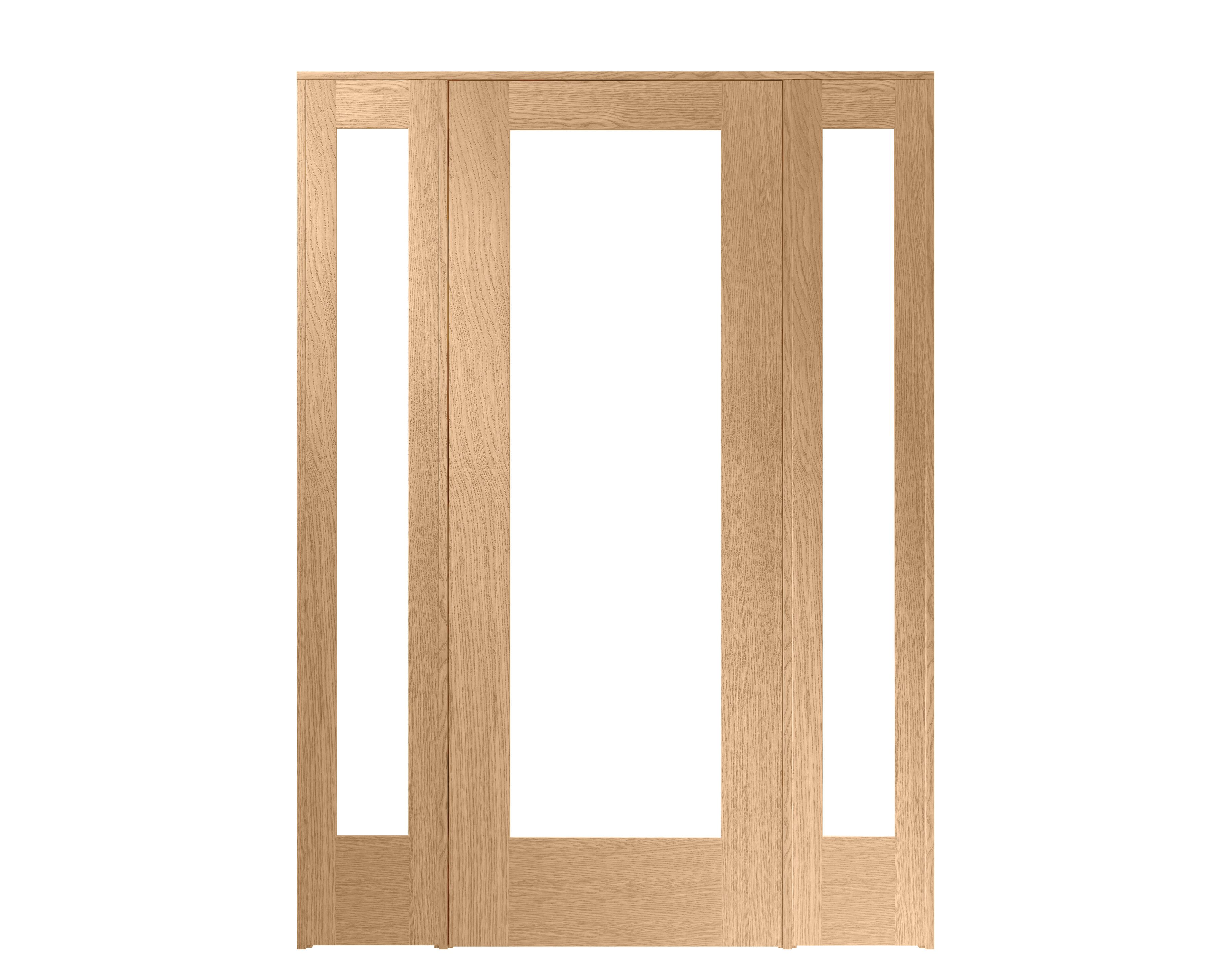 Image of Wickes Oxford Fully Glazed Oak Internal Room Divider Door with 2 Demi Panels - 2017 x 1468mm