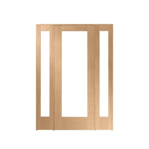 Wickes Oxford Fully Glazed Oak Internal Room Divider Door with 2 Demi Panels - 2017 x 1468mm
