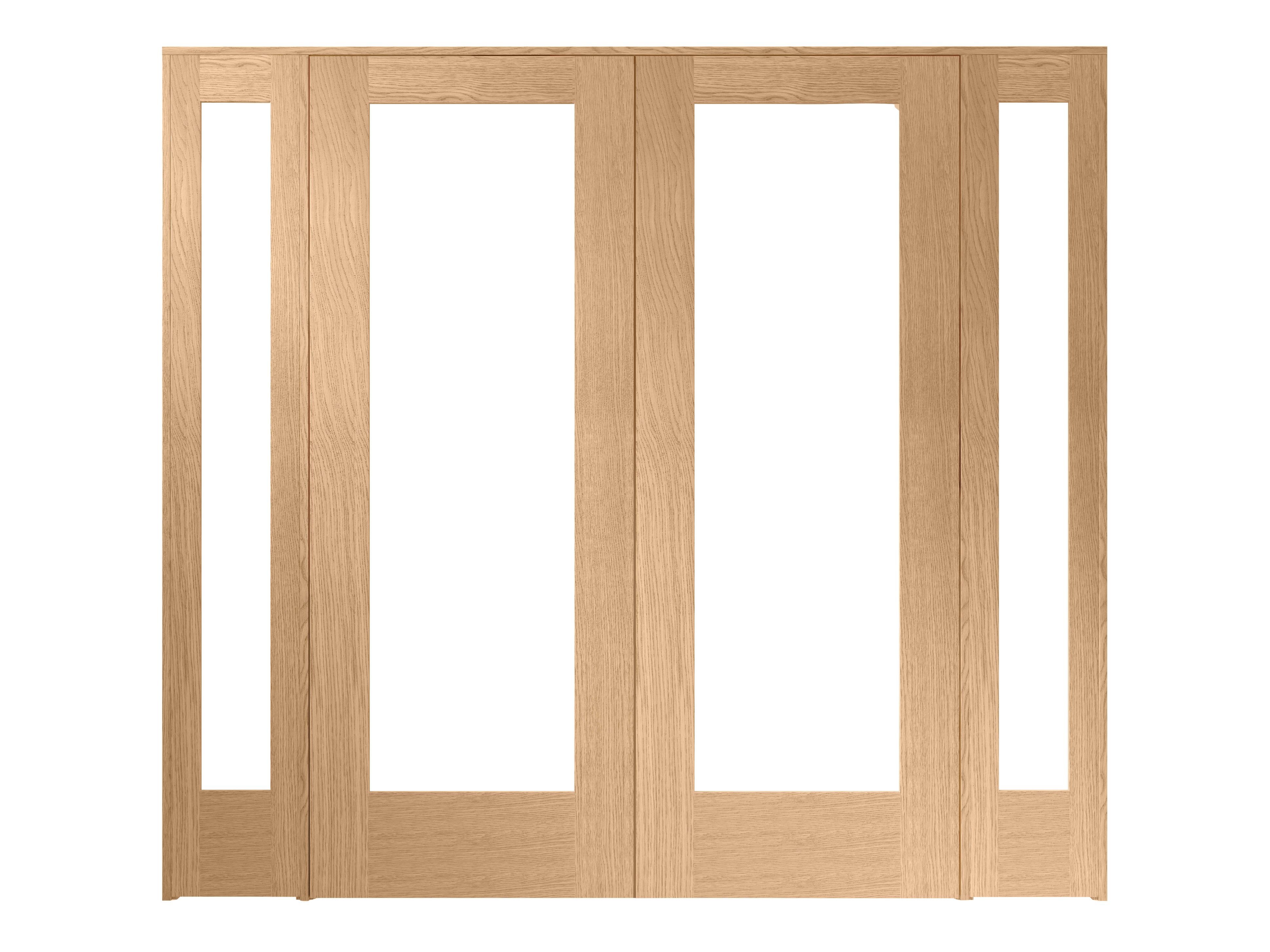 Image of Wickes Oxford Fully Glazed Oak Internal Room Divider Doors with 2 Demi Panels - 2017 x 2232mm