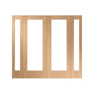 Wickes Oxford Fully Glazed Oak Internal Room Divider 2 x 762mm Doors with 2 Demi Panels - 2017mm x 2232mm
