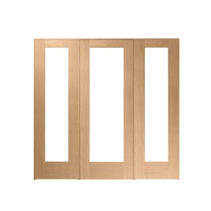 Wickes Oxford Fully Glazed Oak Internal Room Divider Door with 2 Side Panels - 2017 x 2078mm