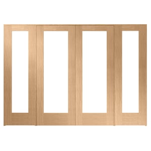Wickes Oxford Fully Glazed Oak Internal Room Divider Doors with 2 Side Panels - 2017 x 2840mm
