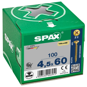 Spax Pz Countersunk Yellox Screws - 4.5x60mm Pack Of 100