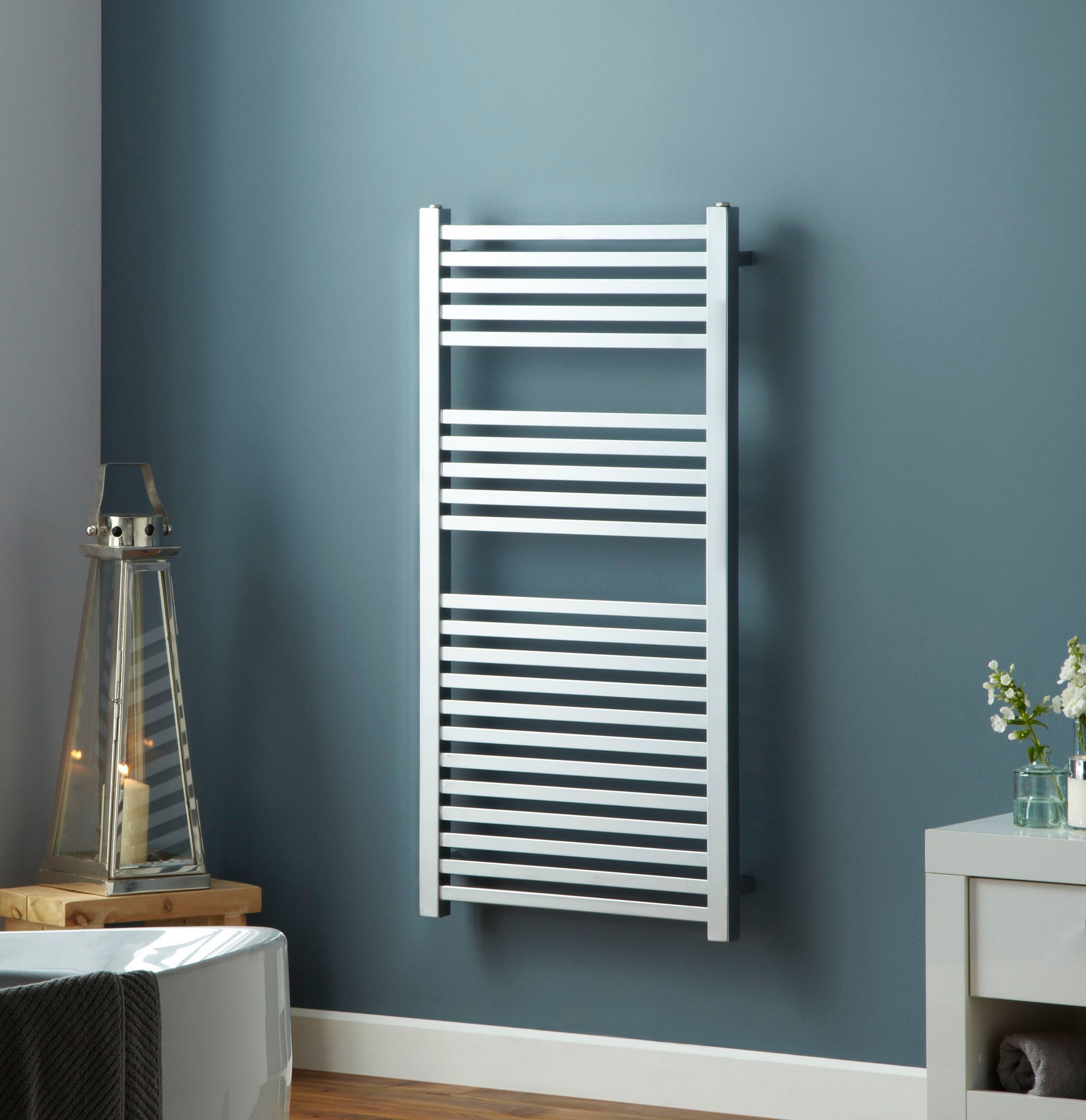 Towelrads Square Chrome Towel Radiator - 1200mm - Various Widths Available