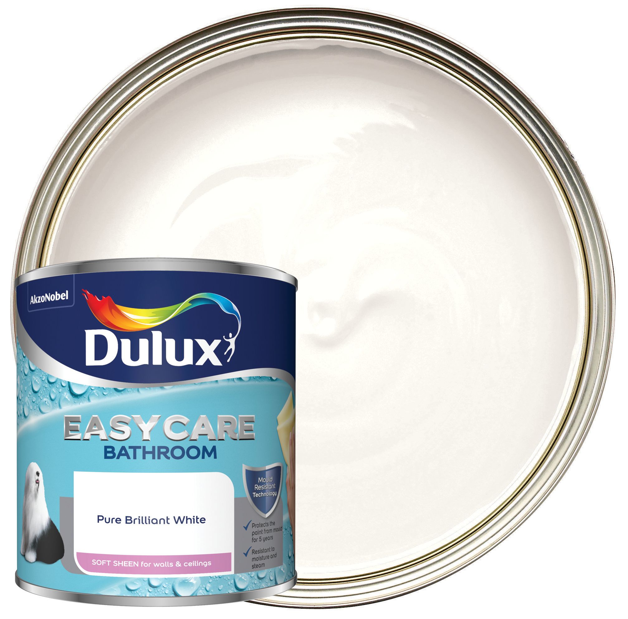 Image of Dulux Real Life Bathroom Paint - Pure Brilliant White - 1L