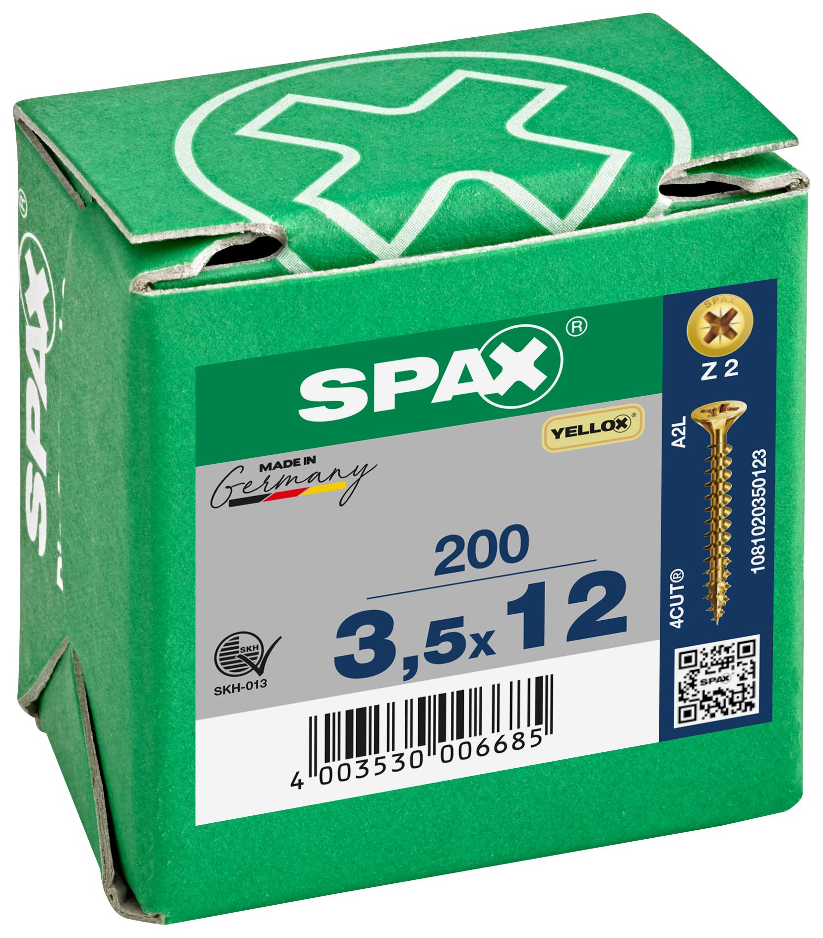 Spax Pz Countersunk Yellox Screws - 3.5x12mm Pack Of 200