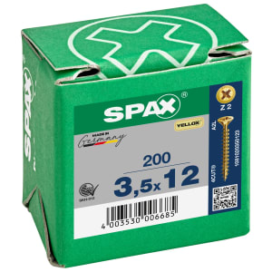 Spax Pz Countersunk Yellox Screws - 3.5x12mm Pack Of 200