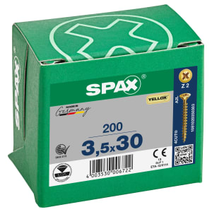 Spax Pz Countersunk Yellox Screws - 3.5x30mm Pack Of 200