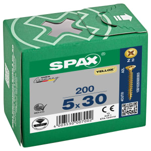 Spax Pz Countersunk Yellox Screws - 5x30mm Pack Of 200