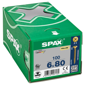 Spax Pz Countersunk Yellox Screws - 6x80mm Pack Of 100