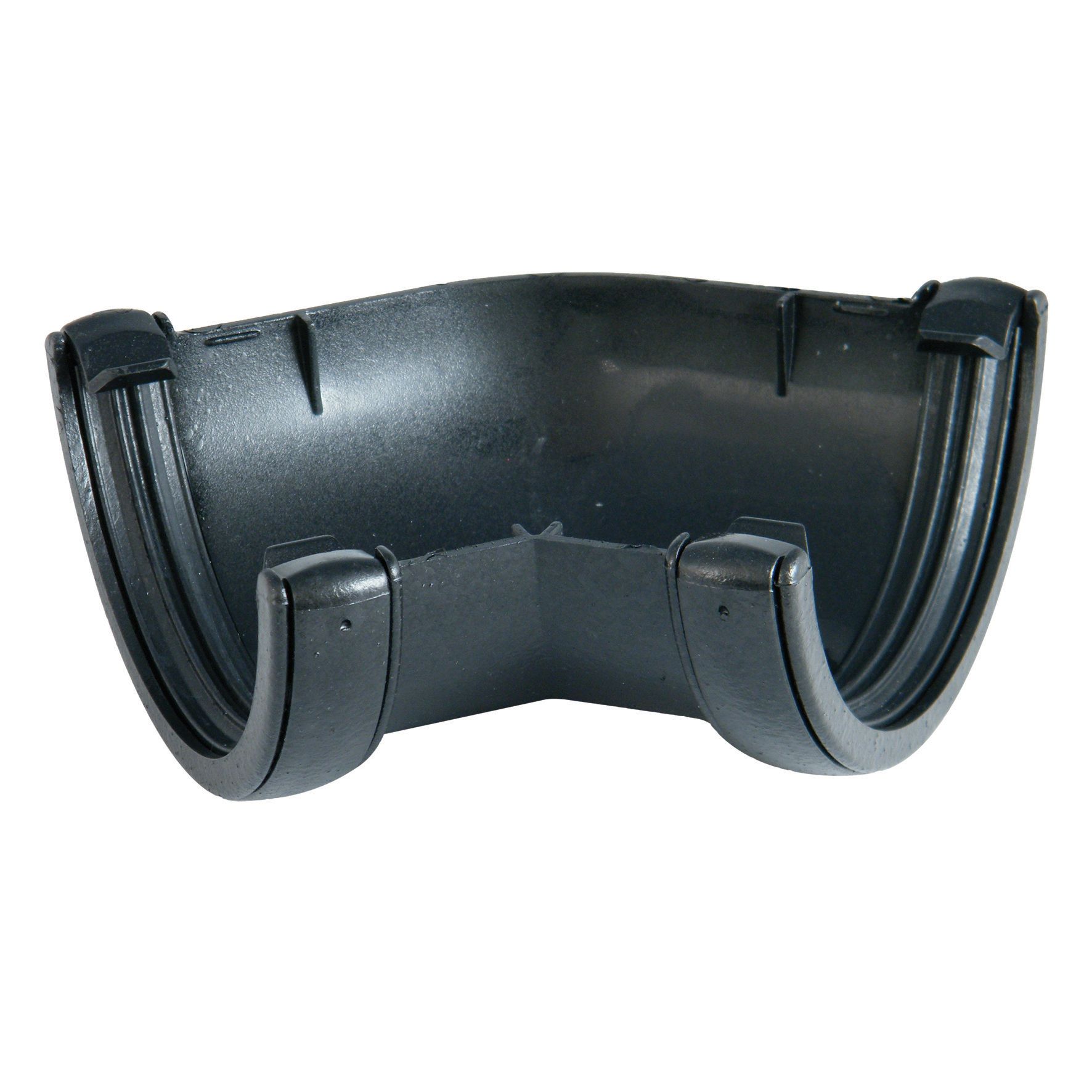 Image of FloPlast 112mm Cast Iron Style Round Line Gutter Angle 135° - Black
